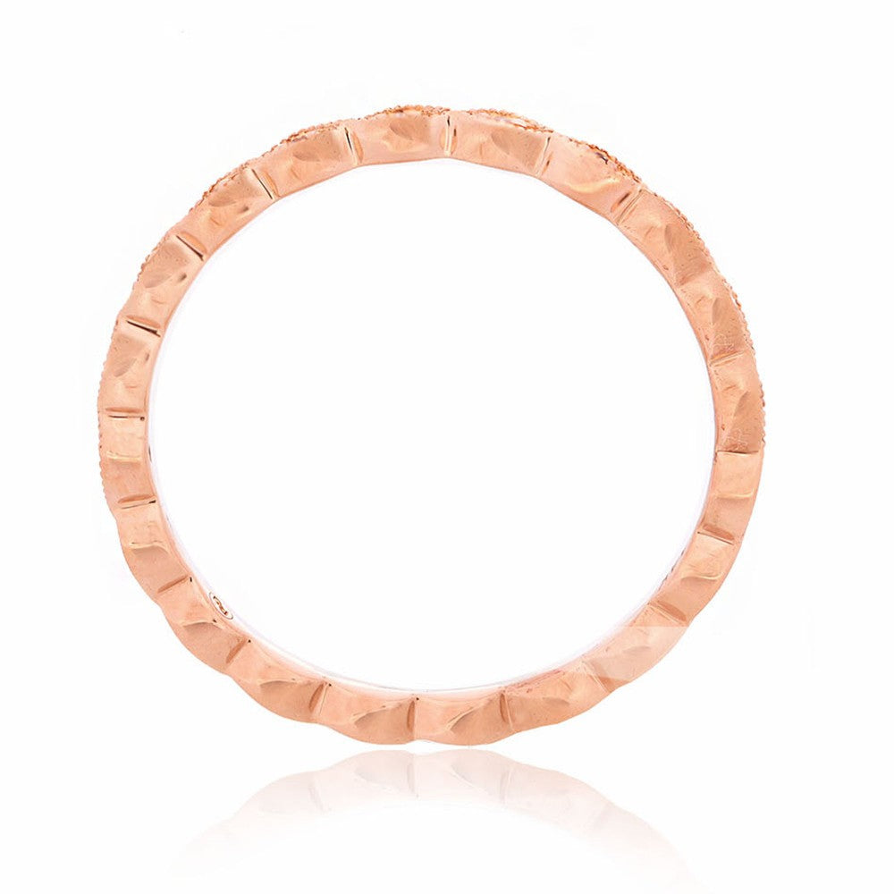 Milgrain Leaf Rose Diamond Band